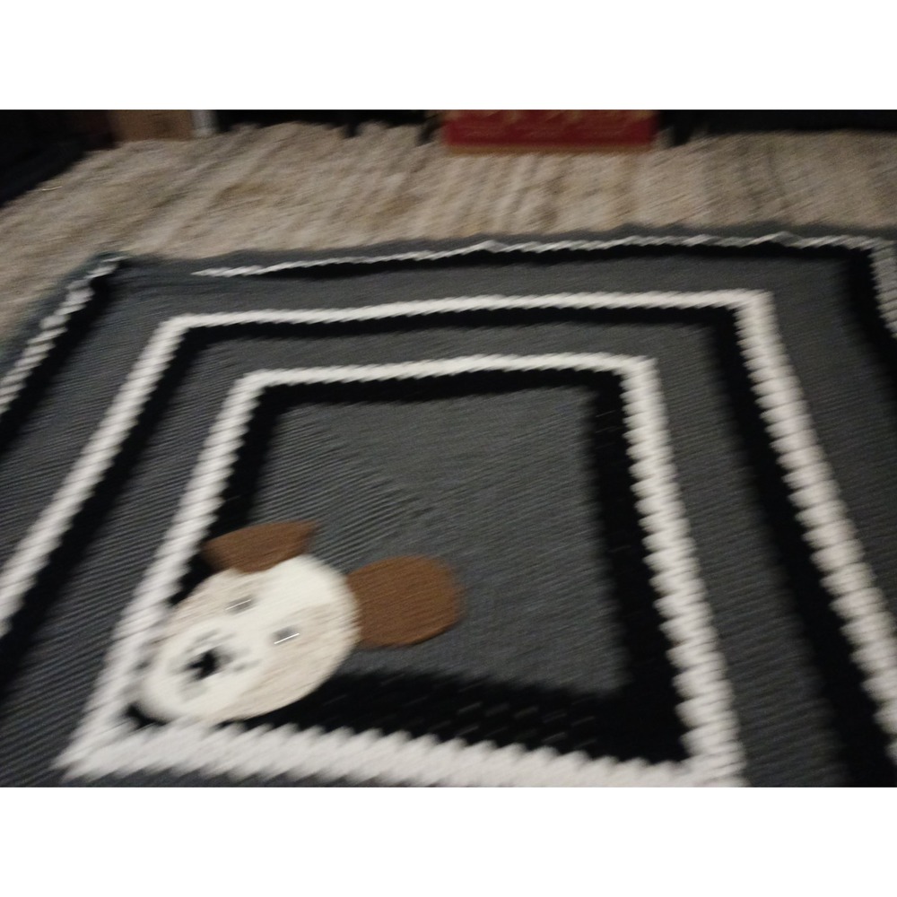 Dog‎ Lovers Handmade Crochet Knit Couch Cover 52in Granny Square Vintage Blanket - Picture 10 of 16